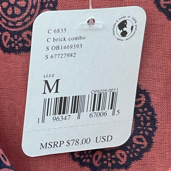 NWT Free People Soul of the Sun Sleeveless Bodysuit Brick Combo Boho Chic Size M - Picture 8 of 8